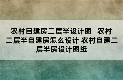 农村自建房二层半设计图   农村二层半自建房怎么设计 农村自建二层半房设计图纸